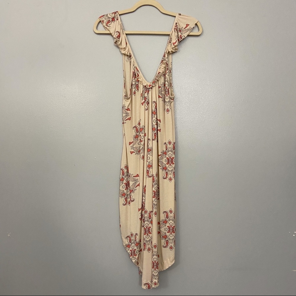 Free People Cream Orange Paisley Tunic Ruffle Top - Picture 4 of 8
